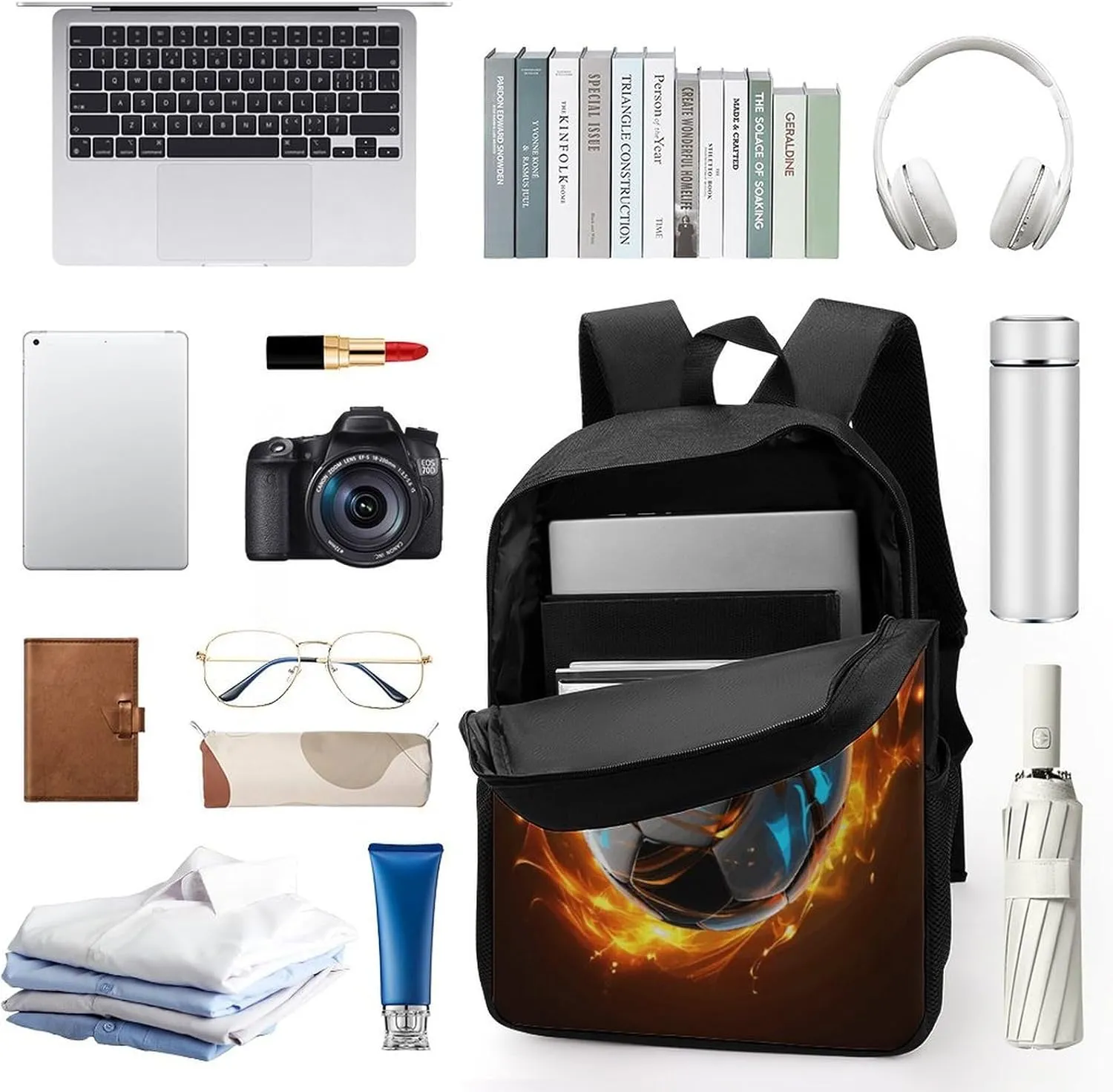 Travel Laptop Backpack Slim Durable Lightweight Back Pack Cute Cool Soccer Ball Small Backpack For Women Men