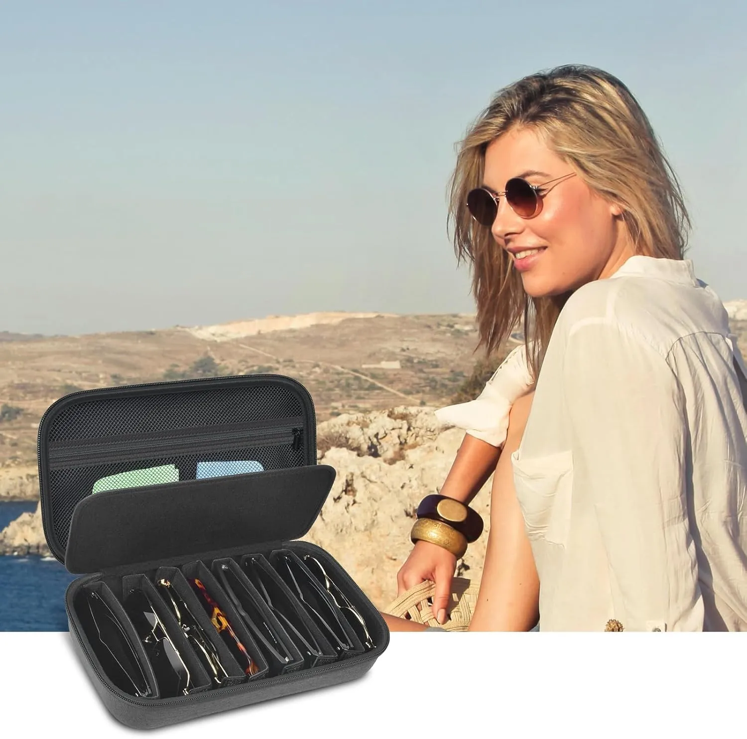Travel Sunglasses Organizer Cases for Quay Polarized Sunglasses Men Women, Trendy Sunglasse Storage Holder (Bag Only)