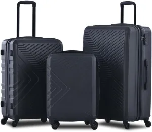 Travelhouse Luggage Sets, Expandable Hardside Suitcases 24in/28in, Carry on 20in,3 Piece Set Travel Luggages Clearance with Double Spinner Wheels TSA Lock Lightweight (Black-65)