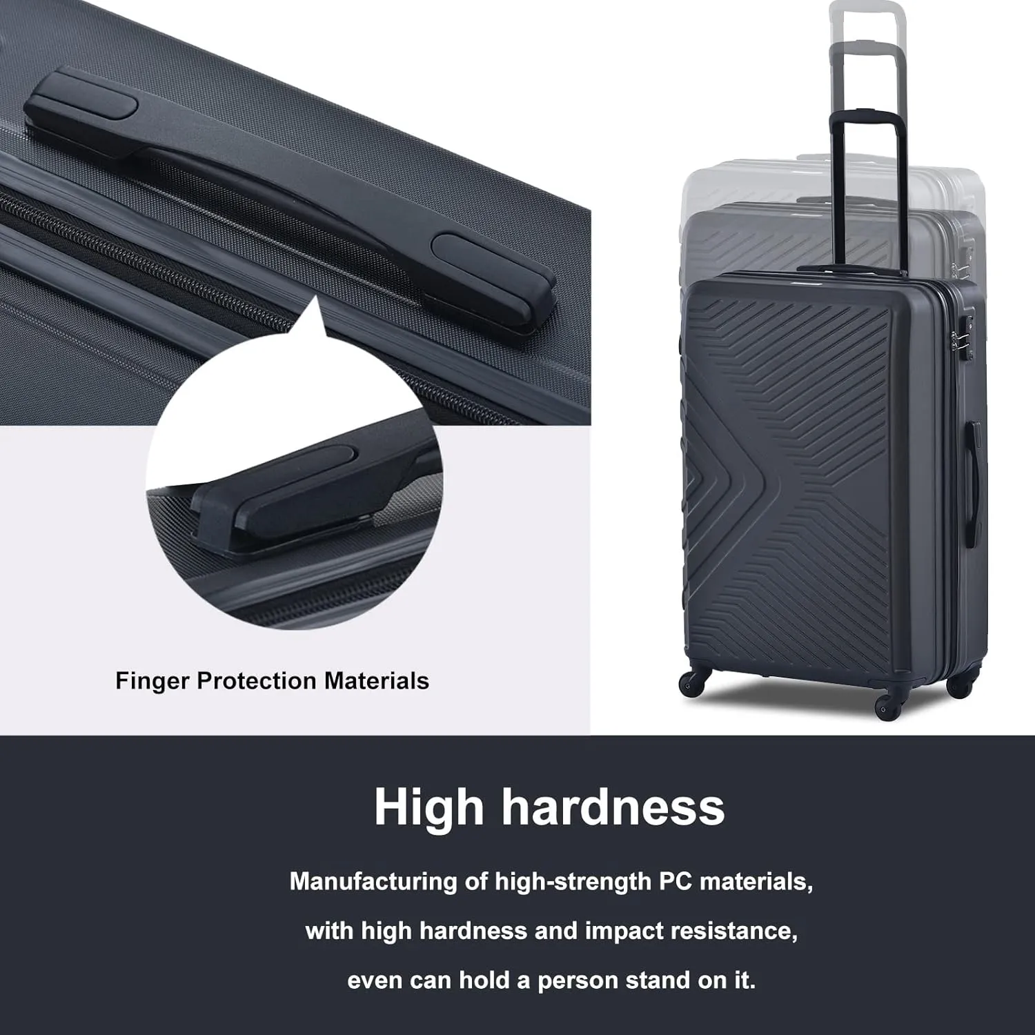 Travelhouse Luggage Sets, Expandable Hardside Suitcases 24in/28in, Carry on 20in,3 Piece Set Travel Luggages Clearance with Double Spinner Wheels TSA Lock Lightweight (Black-65)