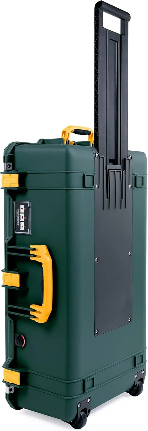 Trekking Green Pelican 1615 Air case with Yellow Handles & latches. Comes empty.