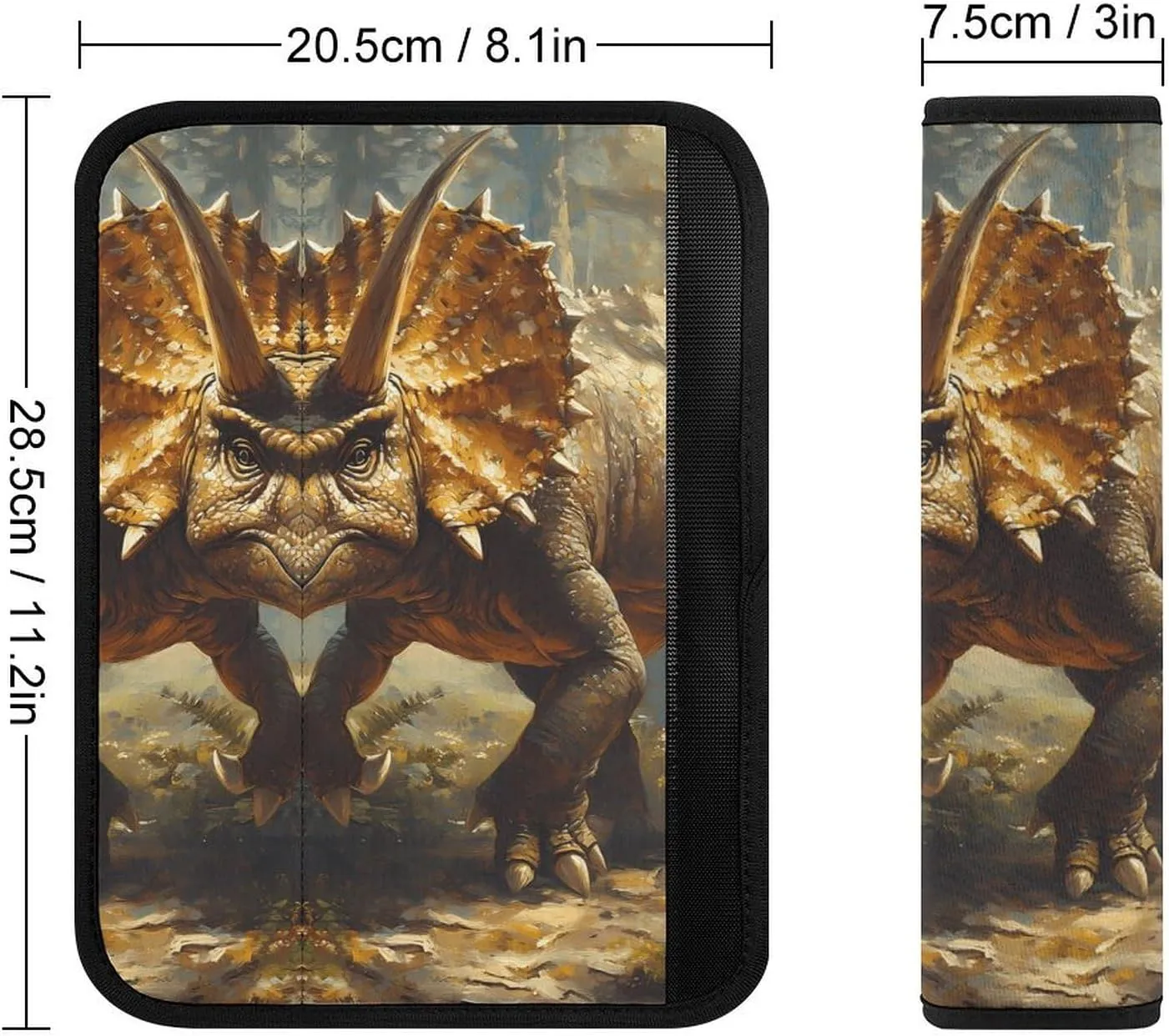 Triceratops in The Forests Fashion Car Seat Belt Cover Pad for Shoulder Bag Camera Soft Comfort Accessories 1PCS