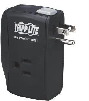 Tripp Lite 2 Outlet Portable Surge Protector Power Strip, Direct Plug In, Tel/Ethernet Protection, TRAVELER100BT