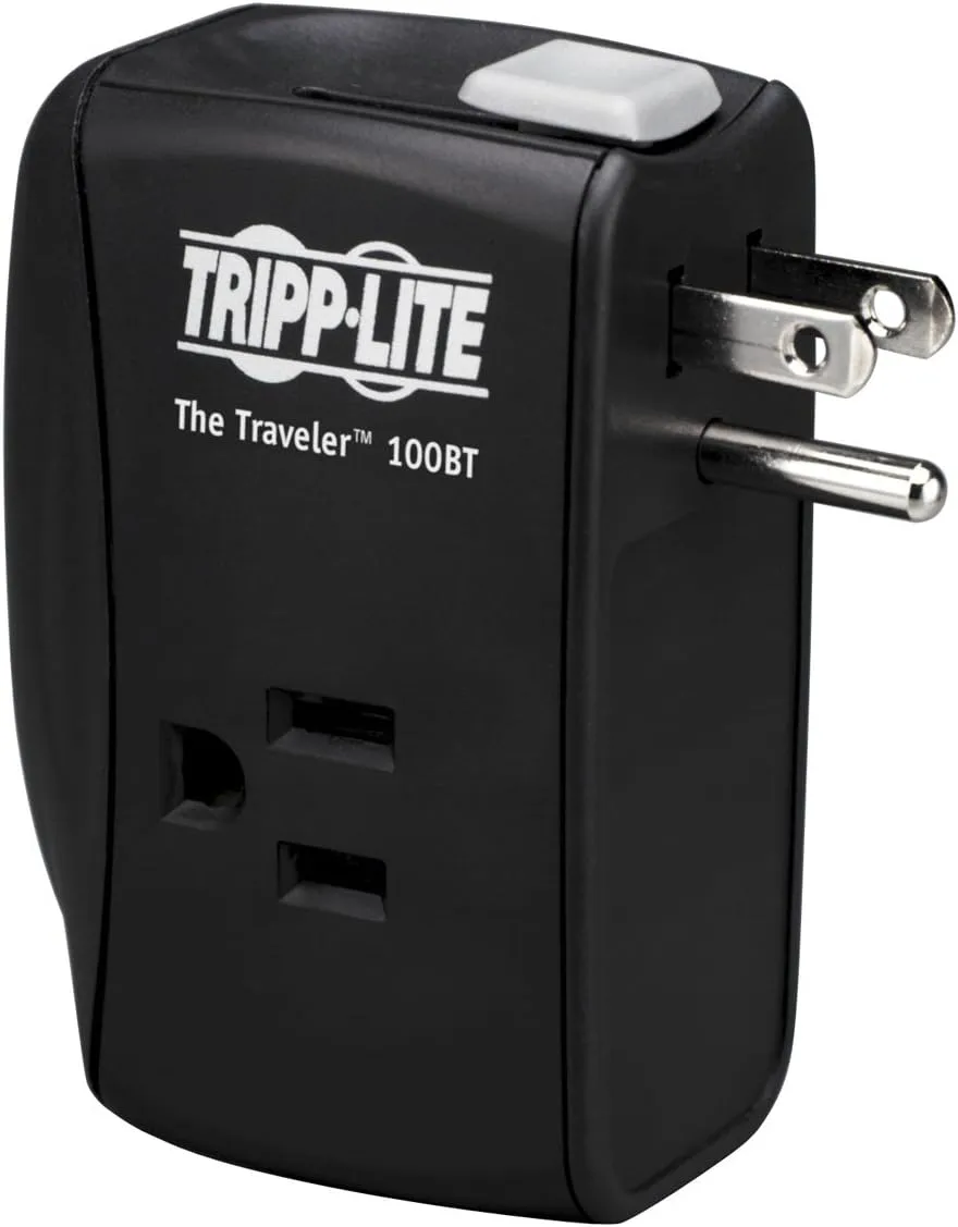 Tripp Lite 2 Outlet Portable Surge Protector Power Strip, Tel/Ethernet Protection, TRAVELER100BT & 7 Outlet Surge Protector Power Strip, 2160 Joules & $75, 000 Insurance (SUPER7) Ivory