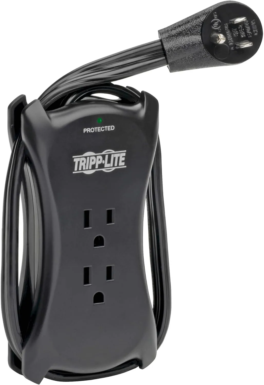 Tripp Lite 3 Outlet Portable Surge Protector Power Strip, 18in Cord, 2 USB, & $25,000 INSURANCE (TRAVELER3USB) Black