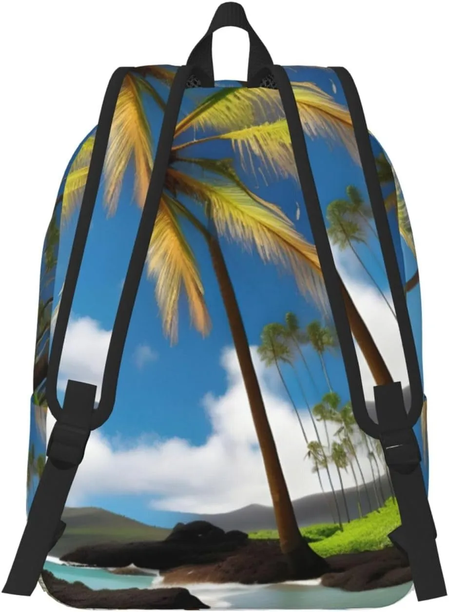 Tropical Palm Tree Hawaii Beach print Duffel Bag, Lightweight Duffel Bag, Casual Backpack, 17.7 x 6.3 x 12.2 inches