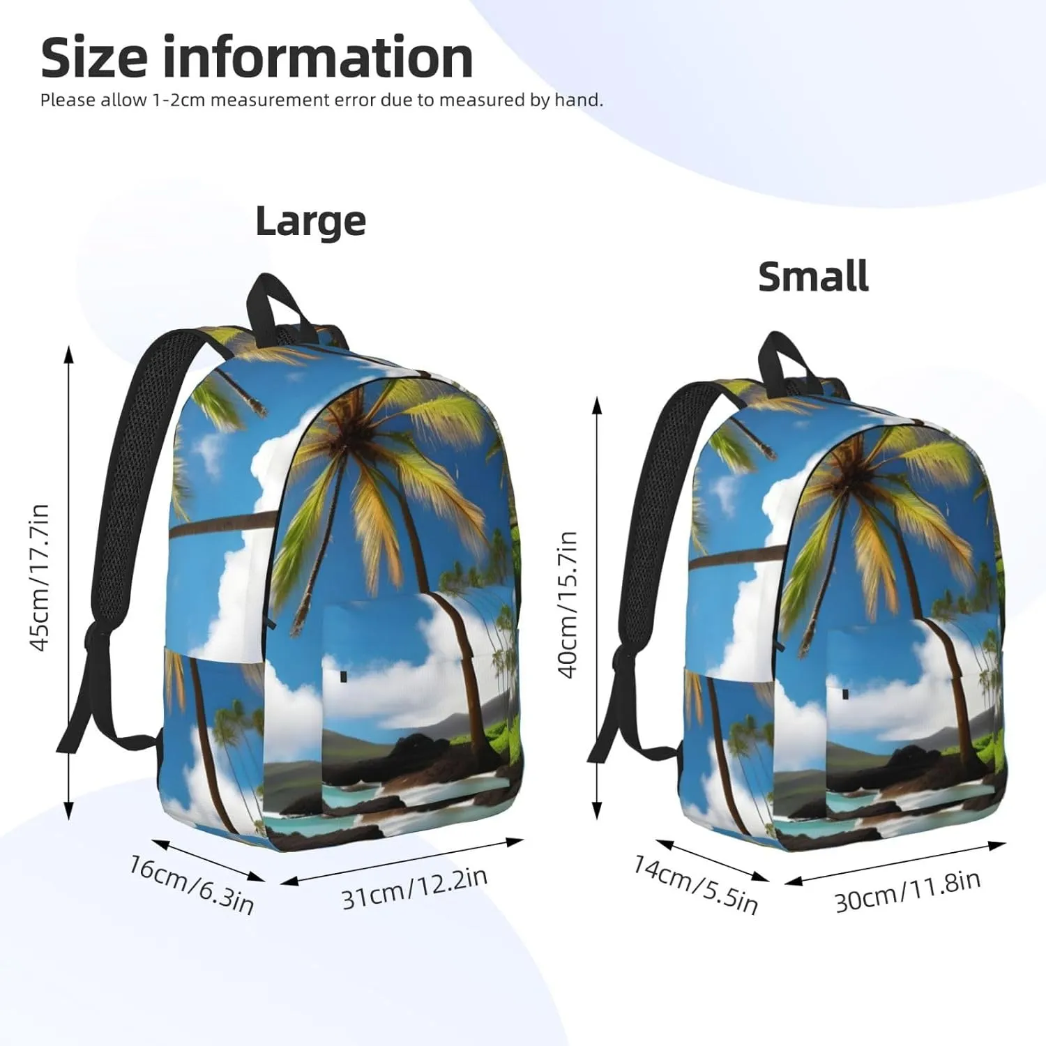 Tropical Palm Tree Hawaii Beach print Duffel Bag, Lightweight Duffel Bag, Casual Backpack, 17.7 x 6.3 x 12.2 inches