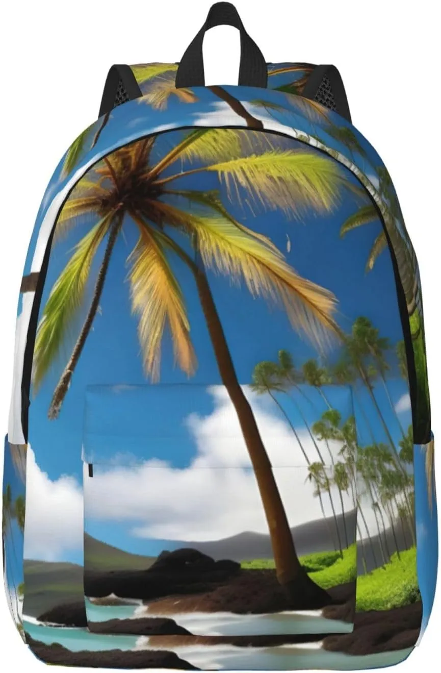 Tropical Palm Tree Hawaii Beach print Duffel Bag, Lightweight Duffel Bag, Casual Backpack, 17.7 x 6.3 x 12.2 inches