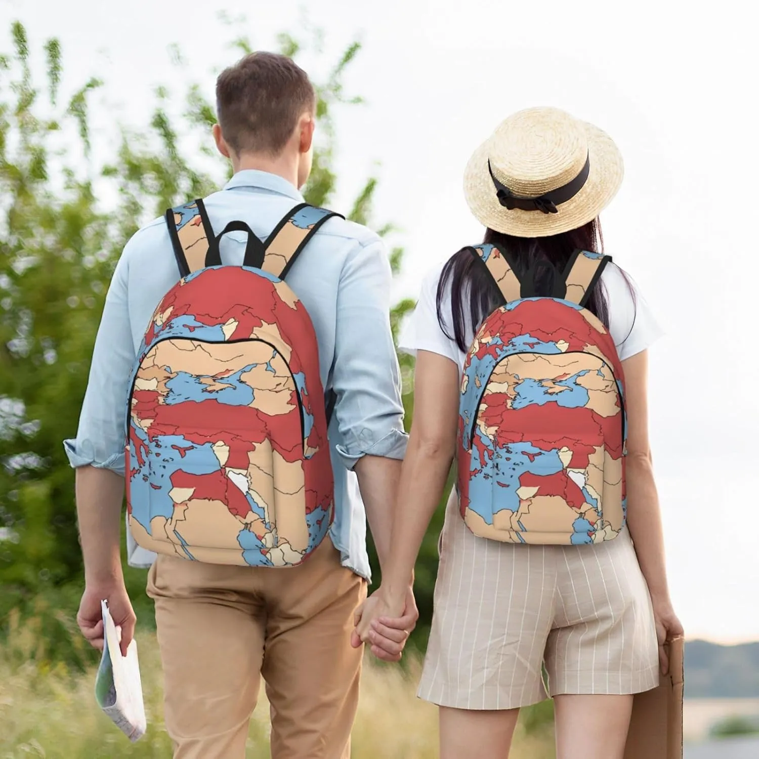 Turkey Regional Map Print Canvas Backpack,For Laptops Up To 17in,Stylish And Lightweight With Adjustable Straps