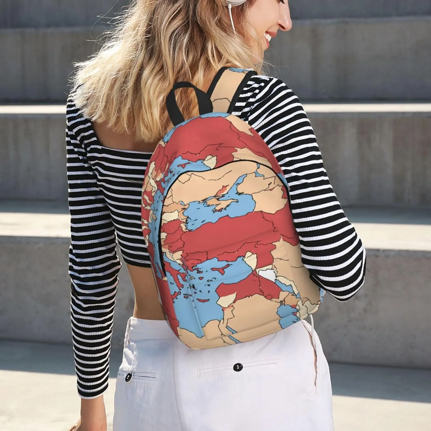 Turkey Regional Map Print Canvas Backpack,For Laptops Up To 17in,Stylish And Lightweight With Adjustable Straps