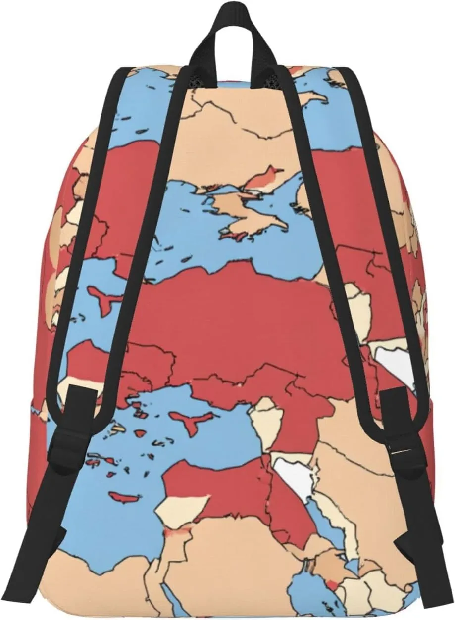 Turkey Regional Map Print Canvas Backpack,For Laptops Up To 17in,Stylish And Lightweight With Adjustable Straps