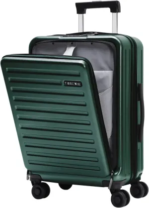 TydeCkare 20" Carry On Luggage with Front Pocket, 22x14.6x10in, 45L, Lightweight ABS PC Hardshell Suitcase with TSA Lock, YKK Zipper & 4 Spinner Silent Wheels, Dark Green