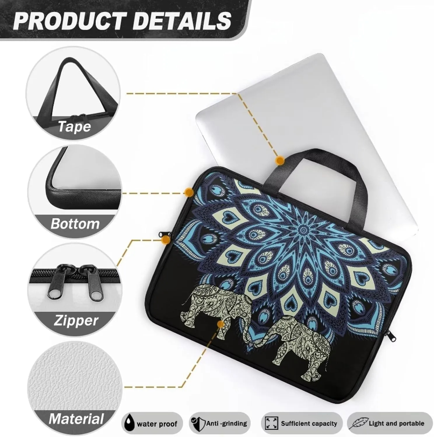 Uasibuni Computer Carrying Case,Notebook Bag for Women,Laptop Messenger Bag for Men,Laptop Sleeve