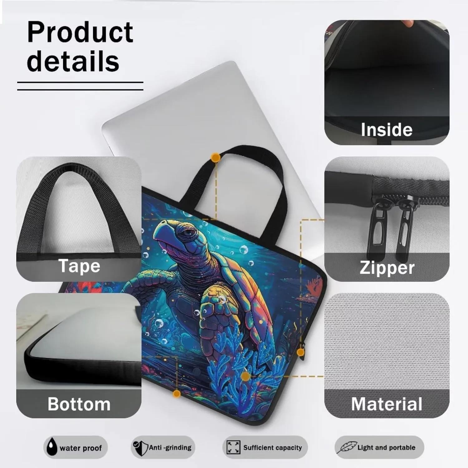 Uasibuni Cute Laptop Bag for Women Men Laptop Messenger Bag