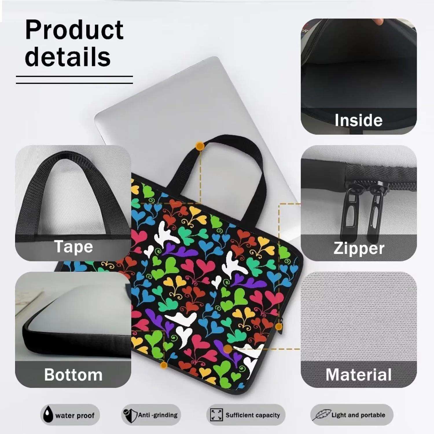 Uasibuni Laptop Sleeve Bag 15.6 In Laptop Bag Laptop Cover Cute Carrying Case for Women Laptop Handbag Tote Bag