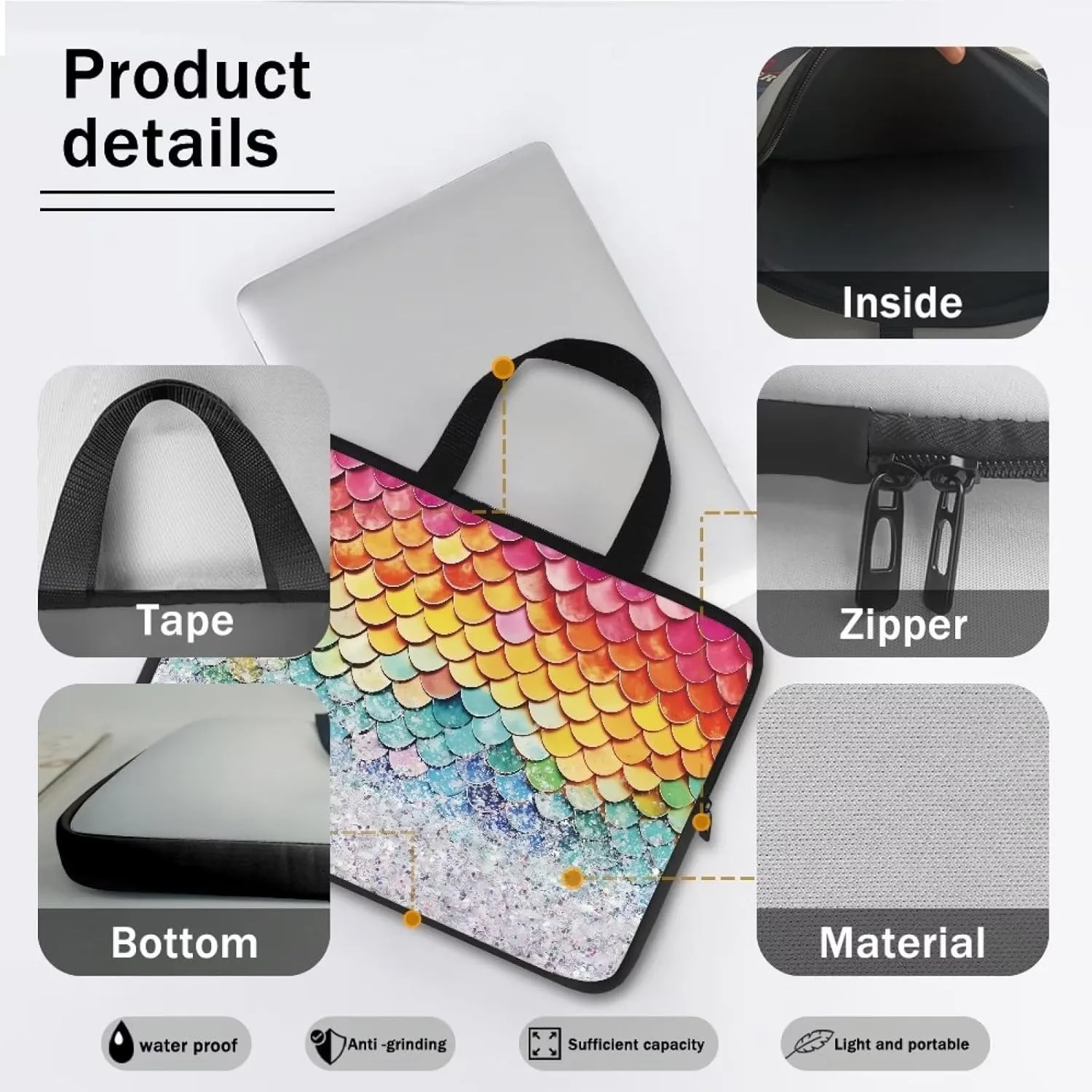 Uasibuni Laptop Sleeve Case with Handle for 14/15.6/ 17In Laptop,Laptop Case Cover Cute Laptop Bag for Women Men