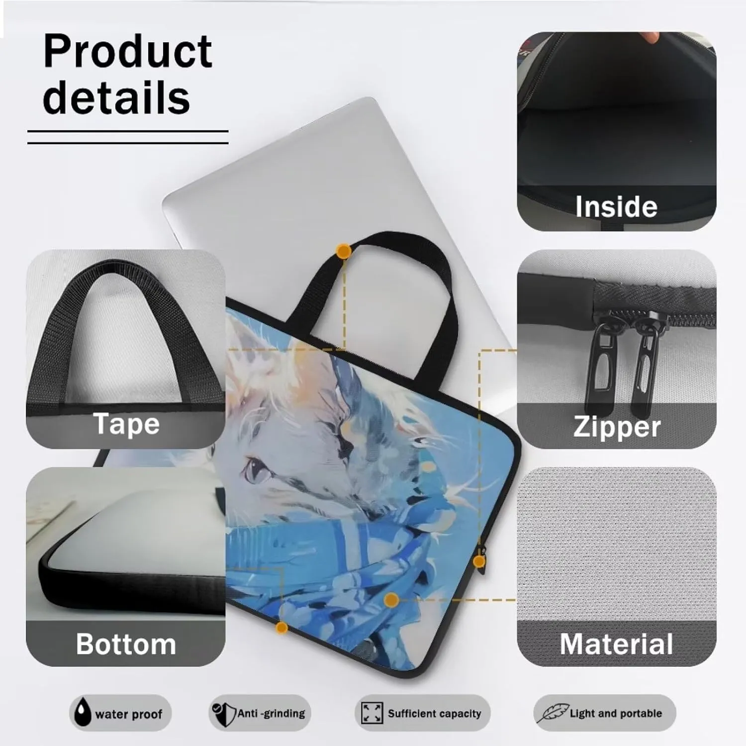 Uasibuni Laptop Sleeve Case with Handle for 14/15.6/ 17In Laptop,Laptop Case Cover Cute Laptop Bag for Women Men