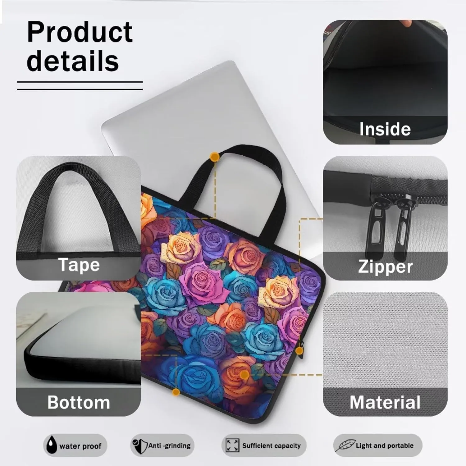 Uasibuni Laptop Sleeve Case with Handle for 14/15.6/ 17In Laptop,Laptop Case Cover Cute Laptop Bag for Women Men