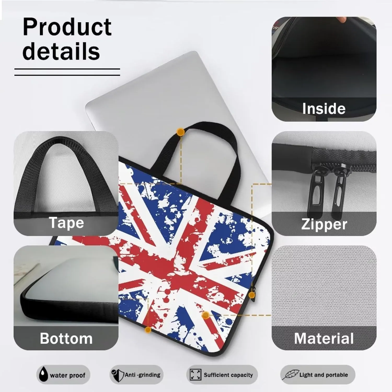 Uasibuni Waterproof Laptop Tote Bag Messenger Bag Case Sleeve for 12 In 13In 15In 17In Laptop Bag