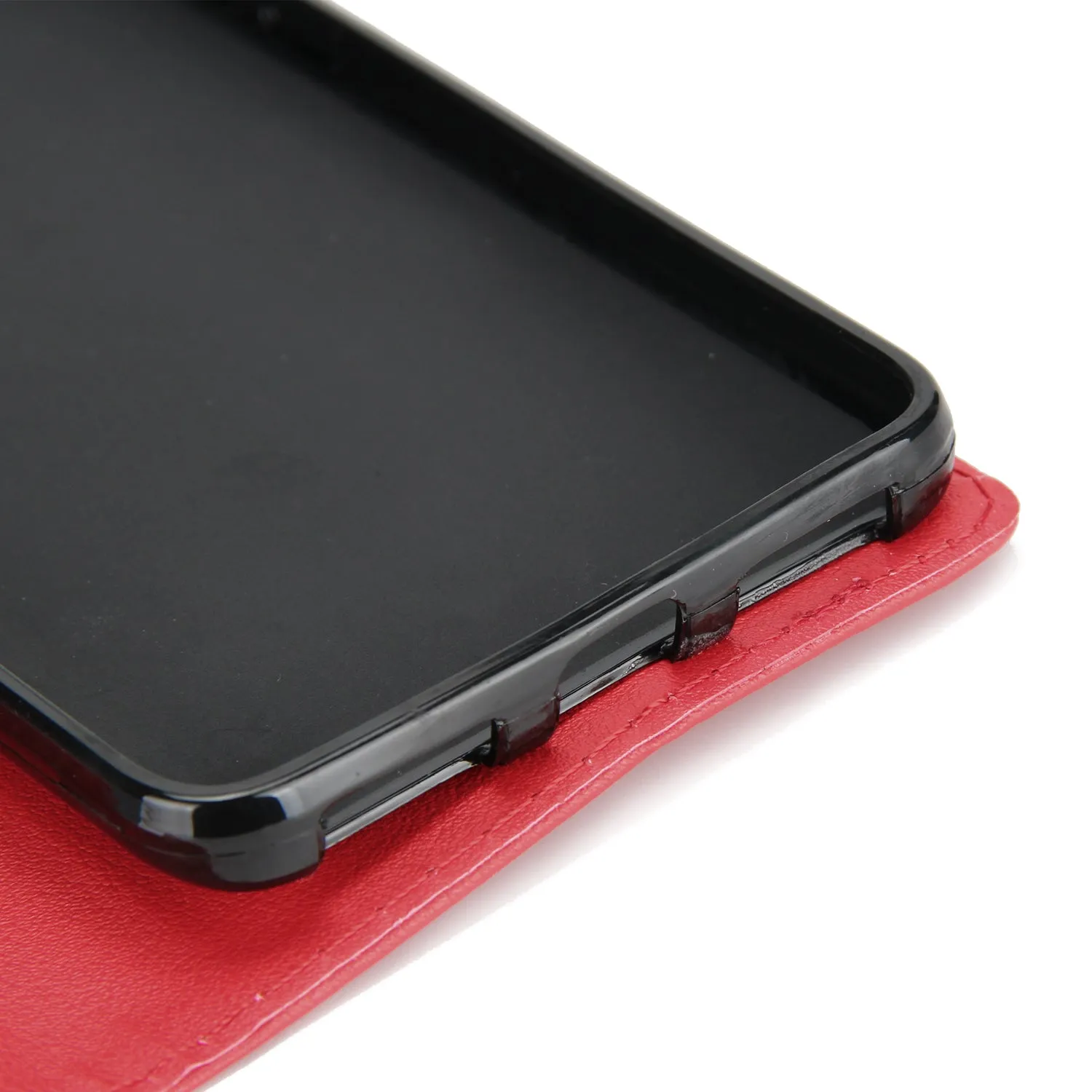 Ultra Slim PU Full Protective Cover Non-slip Shockproof Cell Phone Case with Card Slot for Xiaomi Redmi note 4 red