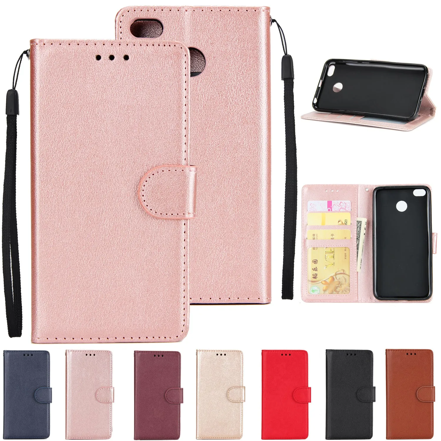 Ultra Slim Shockproof Full Protective Case with Card Wallet Slot for Xiaomi Redmi 4X red
