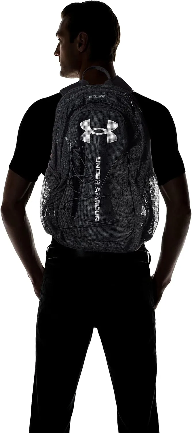 Under Armour Adult Hustle Mesh Backpack , (001) Black / / White , One Size Fits Most