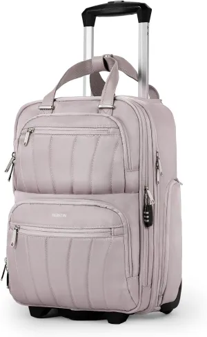 Underseat Carry On Luggage with Wheels, 16-inch Softside Rolling Under Seat Luggage, Lightweight Overnight Small Mini Carry On Suitcase for Women Men(Pink)