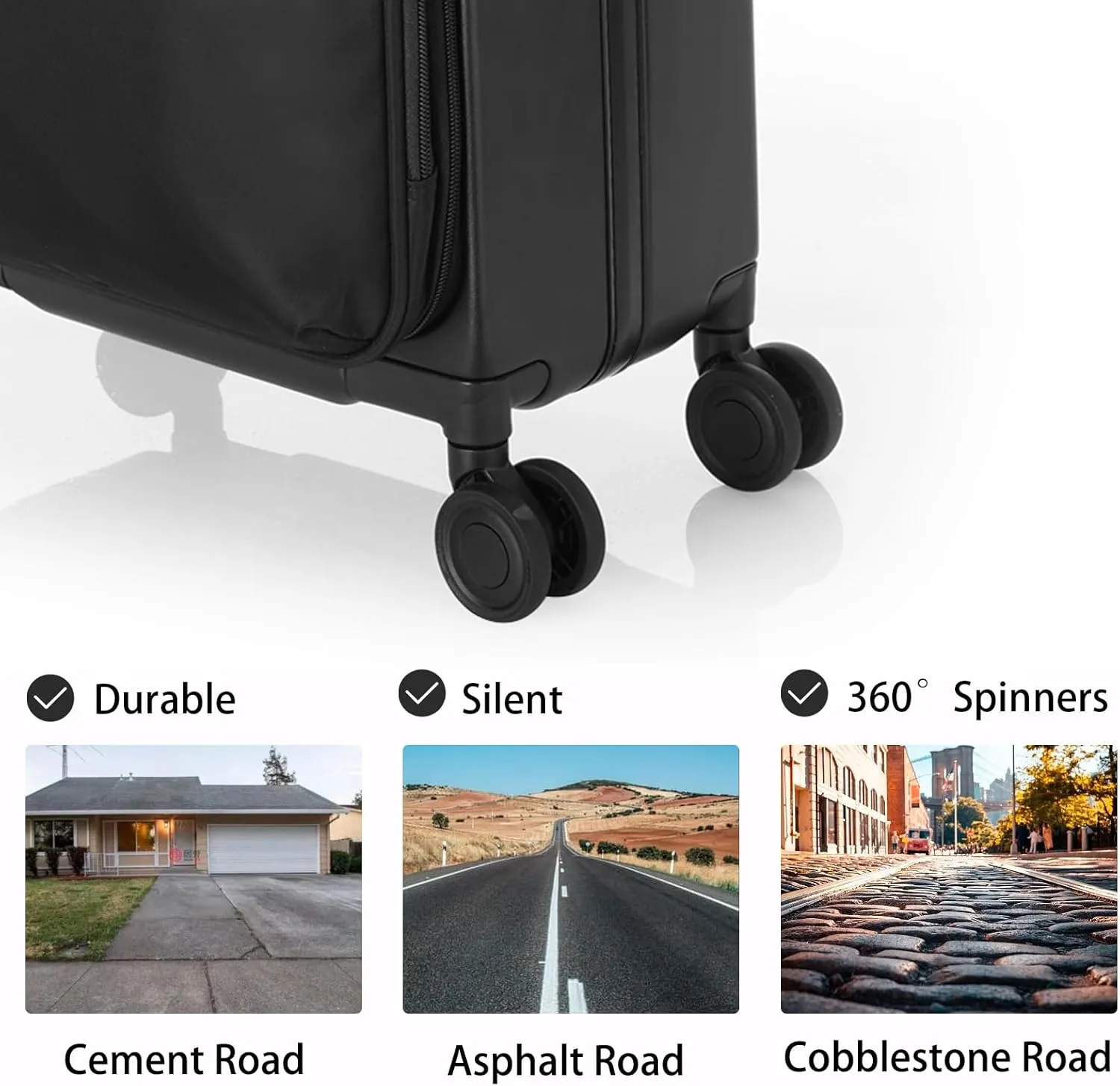 UNIKER Laptop Briefcase with Cup Holder,Small Rolling Suitcase for Work,Carry On Luggage 17x12x10,16 Inch Suitcases with 4 Spinner Wheels,Rolling Teacher Bag Black