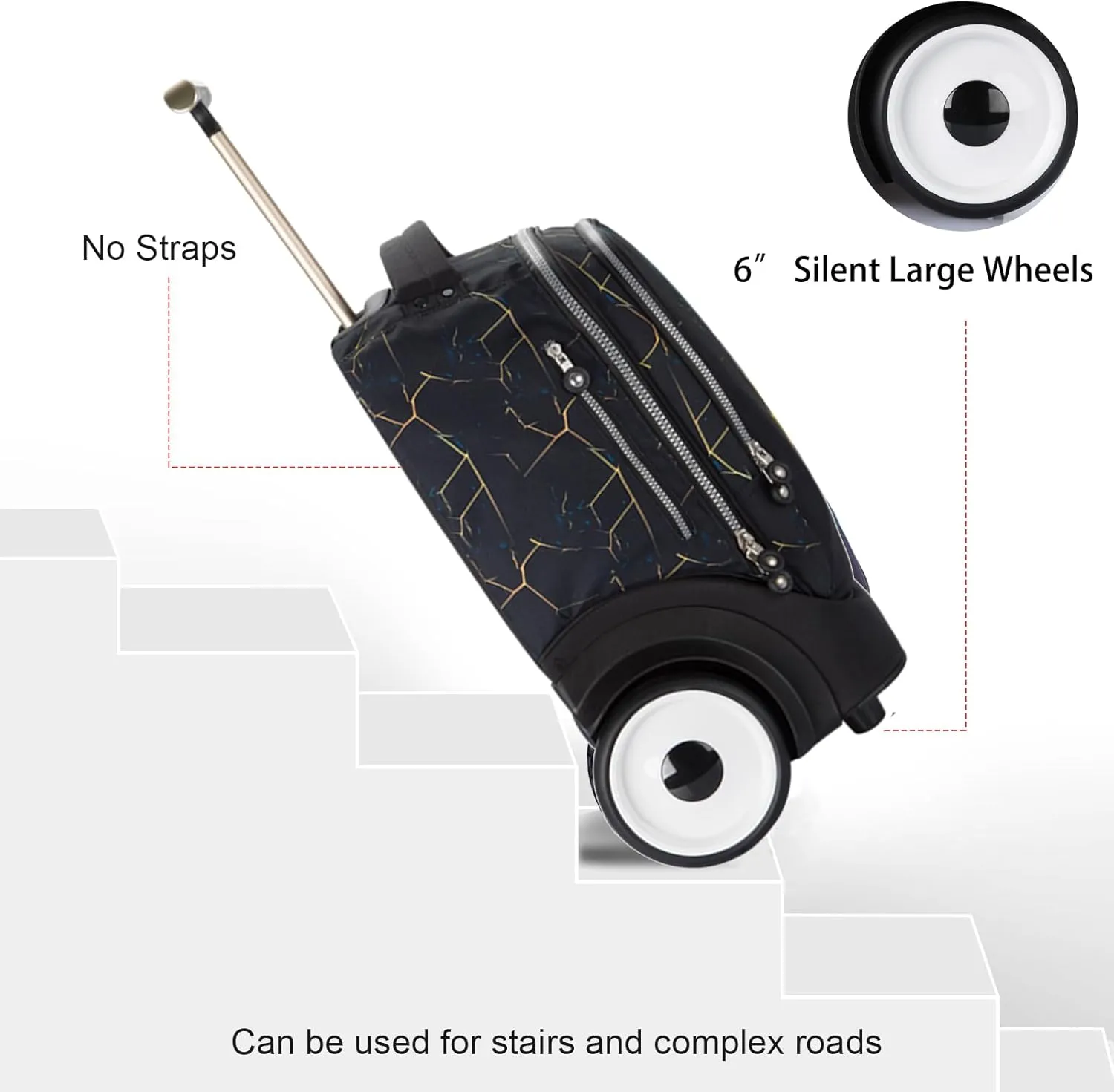 UNIKER Rolling Laptop Bag for Laptop,Wheeled Backpack for Adult,Wheeled Suitcase,Softside Trolley Bag with Laptop Compartment
