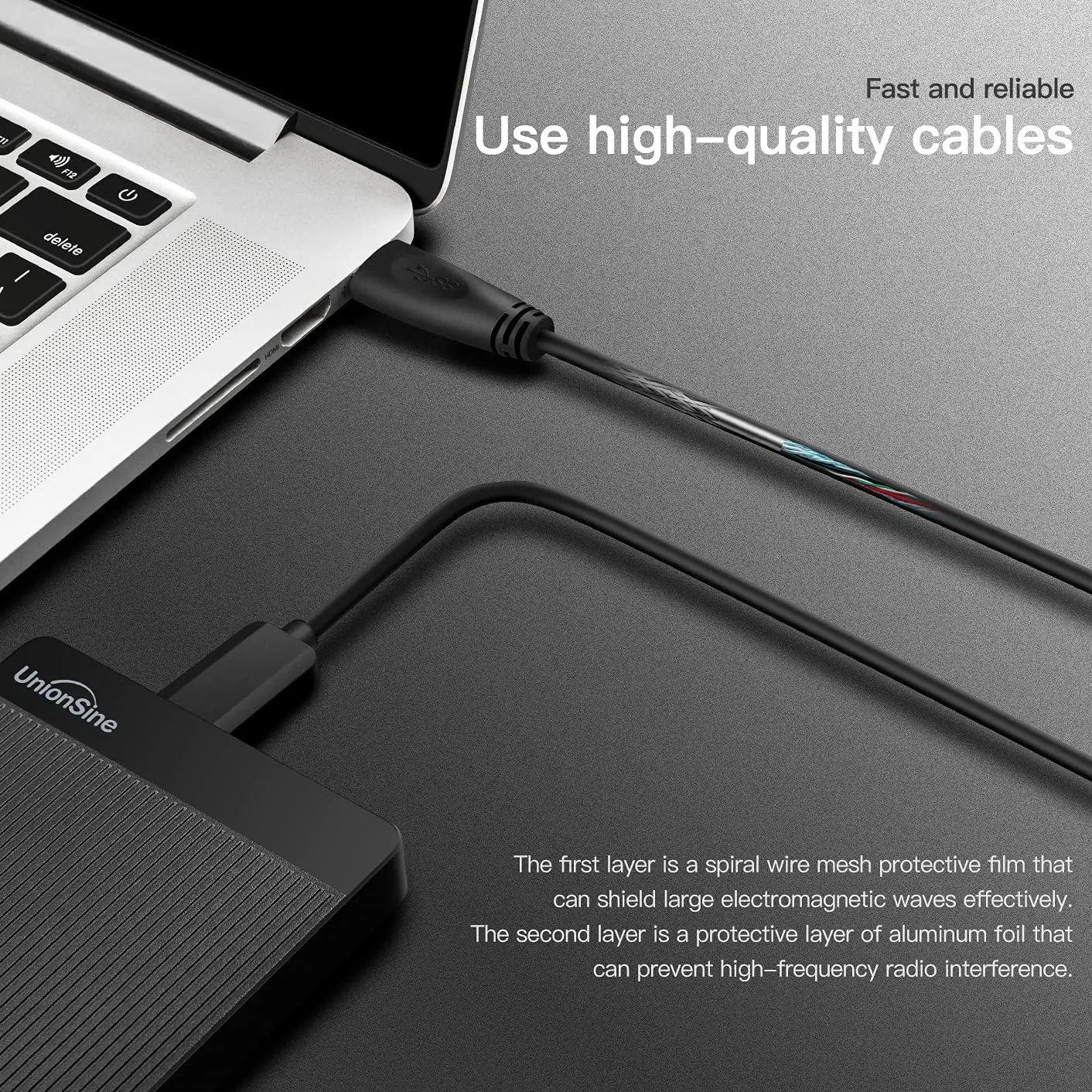 UnionSine 2TB Ultra Slim Portable External Hard Drive USB3.0 HDD Storage Compatible for PC, Desktop, Laptop, Xbox One, Xbox 360, PS4(Black) HD-2510
