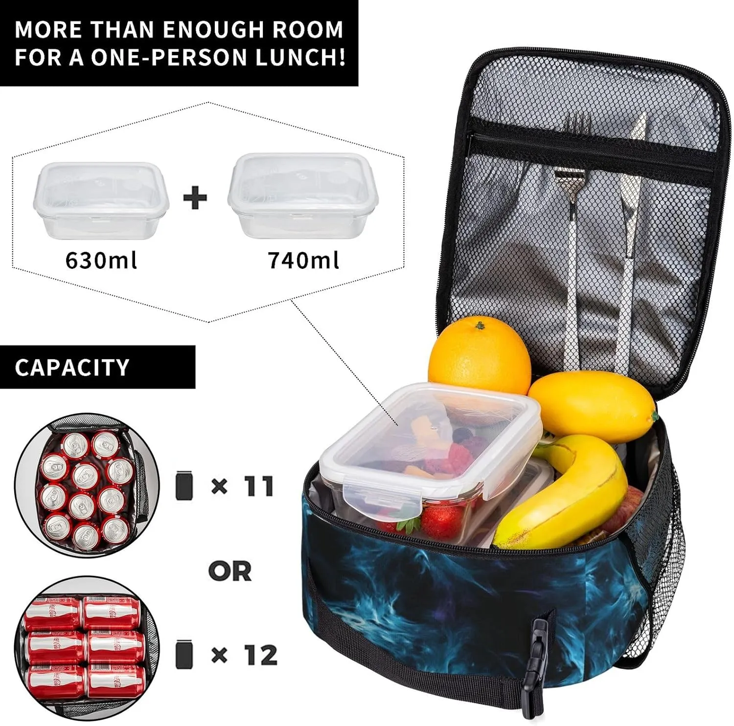 Unisex Lightweight Backpack With Handle Insulated Lunch Bag Big Capacity Travel Daypack Set, Black3