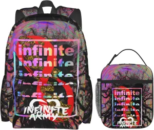 Unisex Lightweight Backpack With Handle Insulated Lunch Bag Big Capacity Travel Daypack Set, Black6