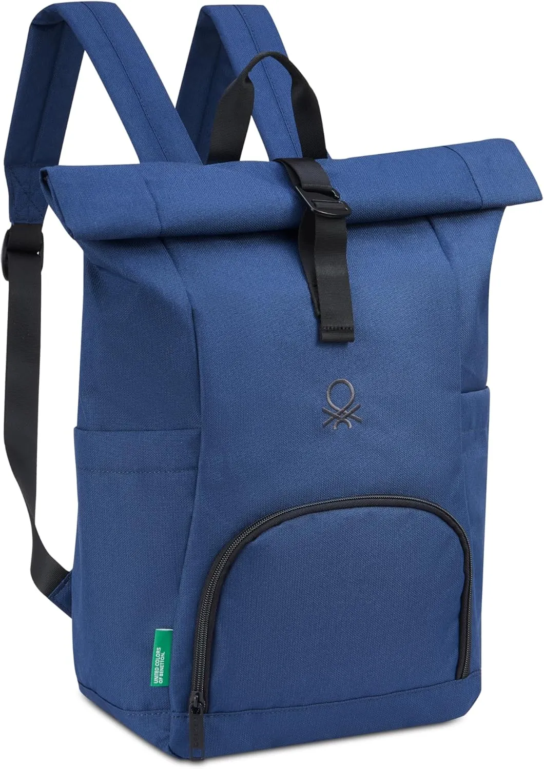 United Colors of Benetton Be Rolltop Backpack, Faded Denim, 15.6 Inch Laptop Sleeve