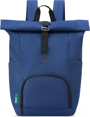 United Colors of Benetton Be Rolltop Backpack, Faded Denim, 15.6 Inch Laptop Sleeve