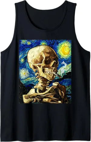 Van Gogh Skeleton Starry Night Aesthetic Streetwear Women Tank Top
