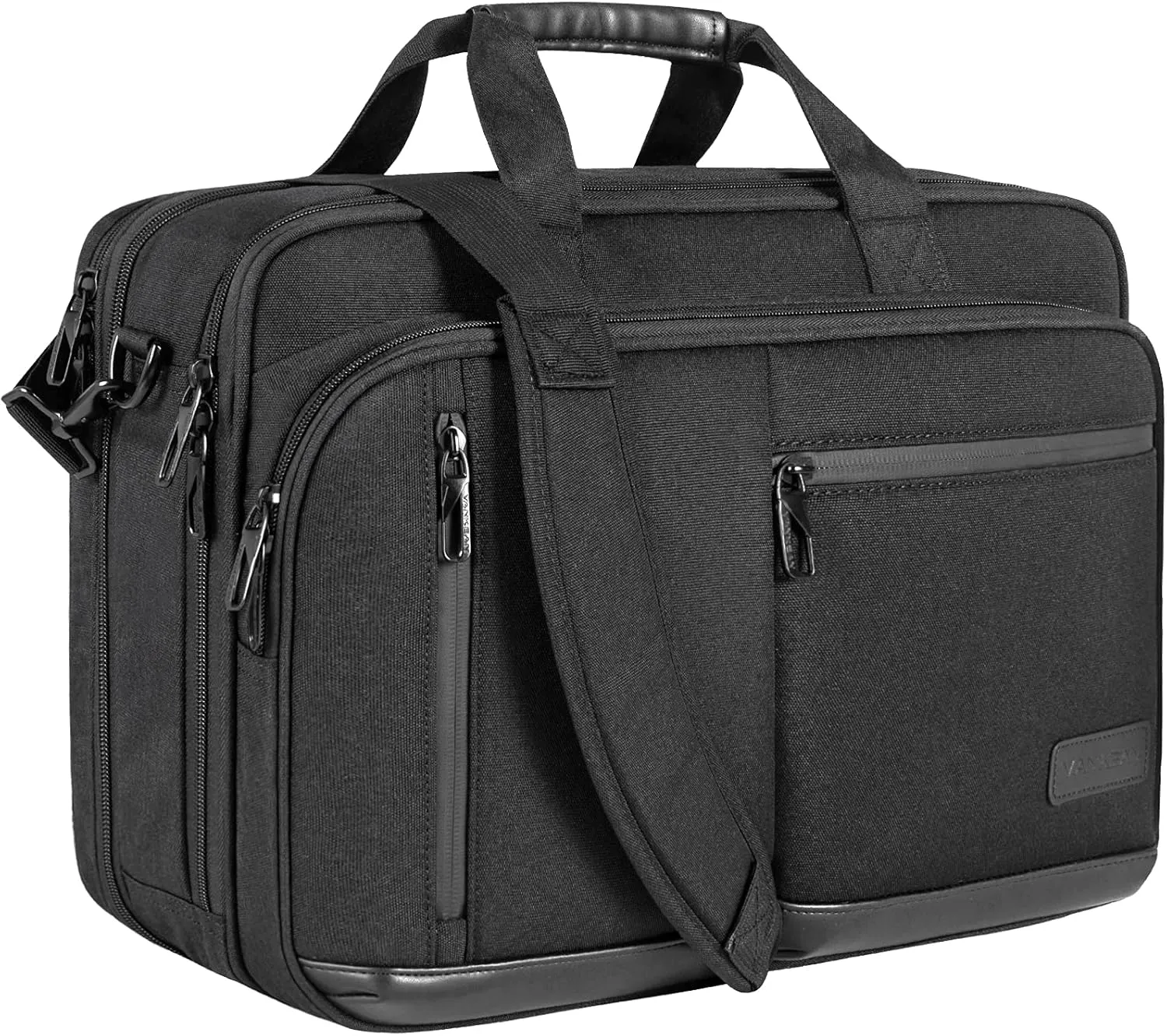 VANKEAN Laptop Briefcase for Men Women, 17.3 Inch Laptop Bag Water Repellent & Expandable Messenger Bag with Strap, Premium Shoulder Bag Womens Briefcase Computer Bag for Travel/Business, Black