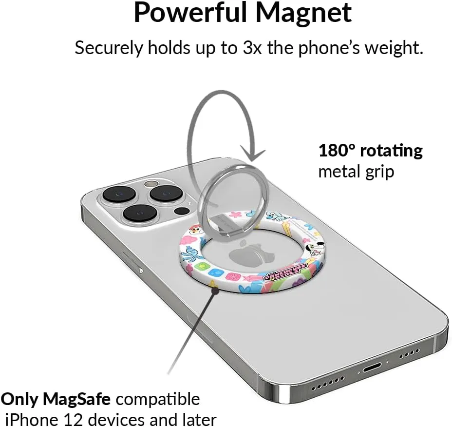 VELVET CAVIAR Compatible with MagSafe Phone Grip - Magnetic Ring Holder with Adjustable Stand - Removable MagSafe Accessories for iPhone 16, 15, 14, 13, 12 (The PPG Girl Power)