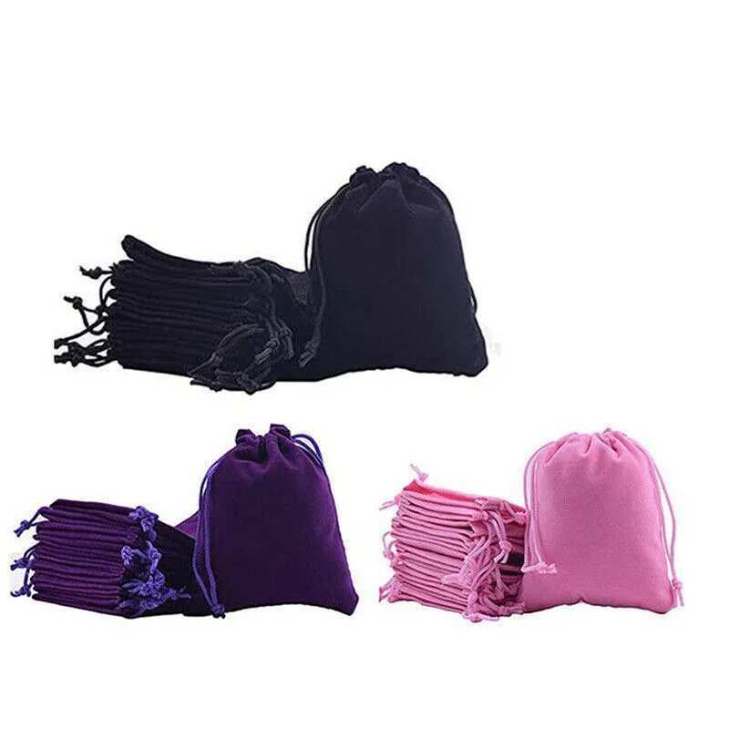 Velvet Gift Drawstring Bags 50PCS 5Colours 3Sizes