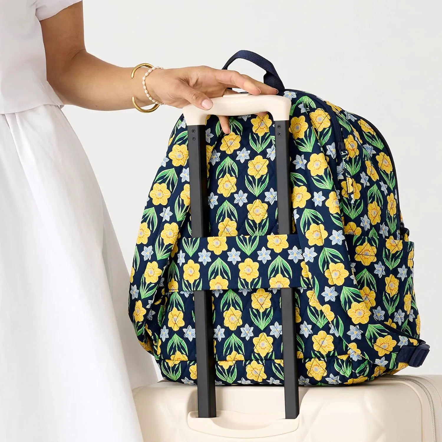 Vera Bradley Premium Cotton Bancroft Backpack, Daffodils