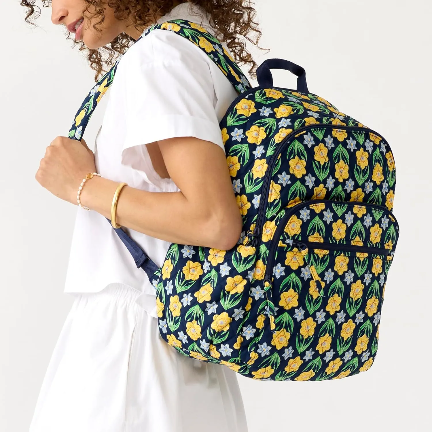 Vera Bradley Premium Cotton Bancroft Backpack, Daffodils