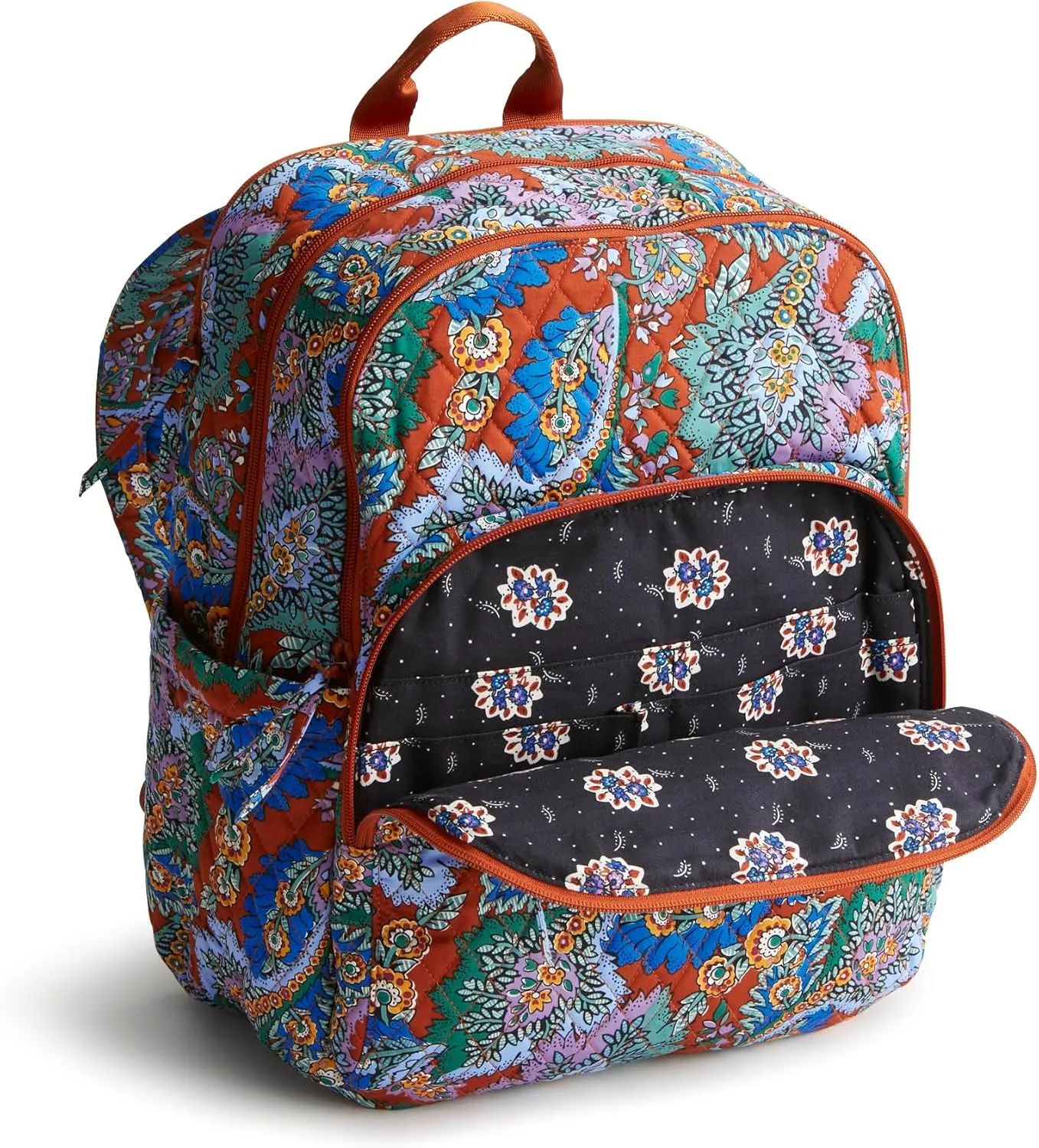Vera Bradley Premium Cotton Large Bancroft Backpack, Flowers   Feathers