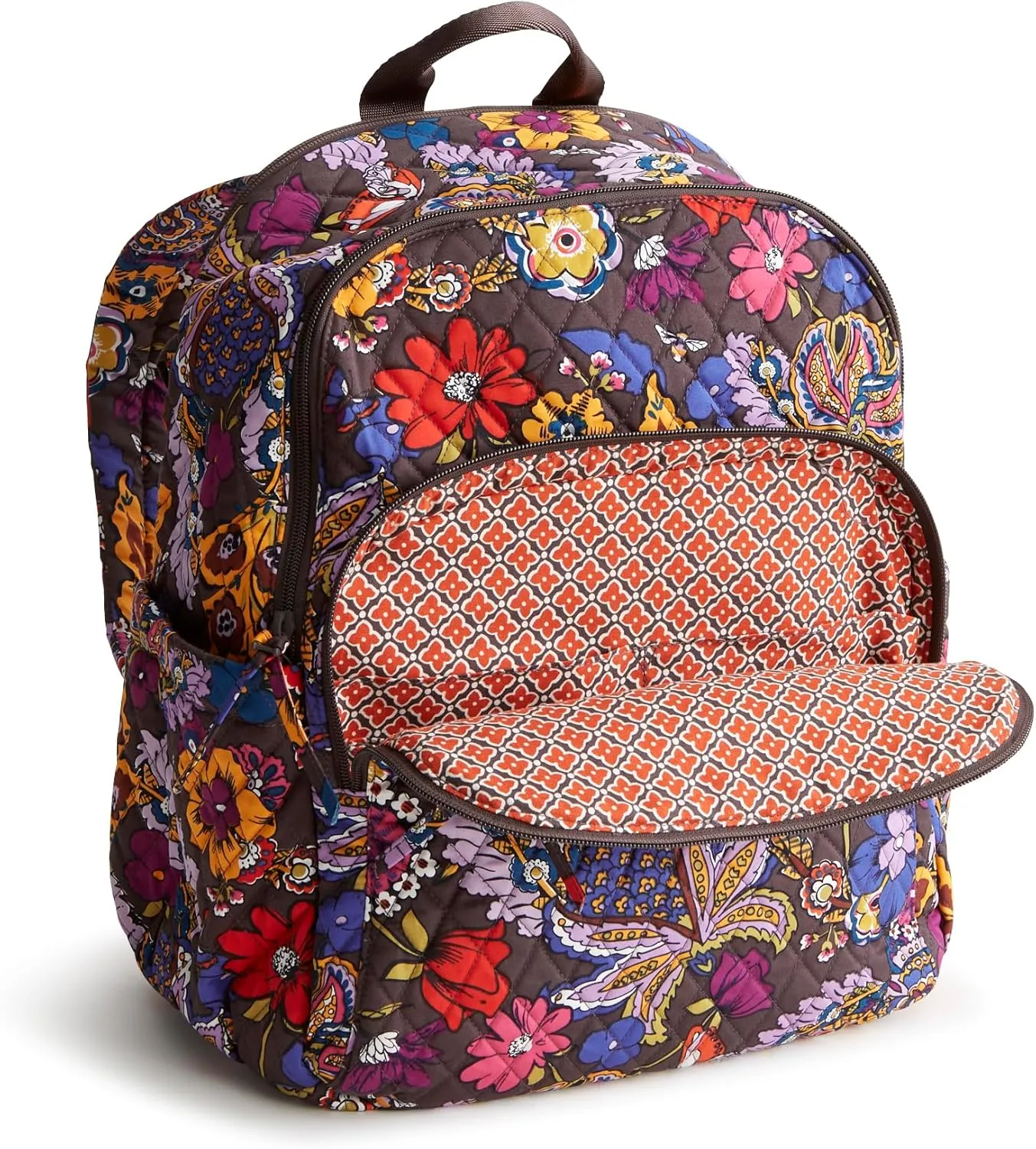 Vera Bradley Women's Premium Cotton Bancroft Backpack, Colorful Bouquet, One Size