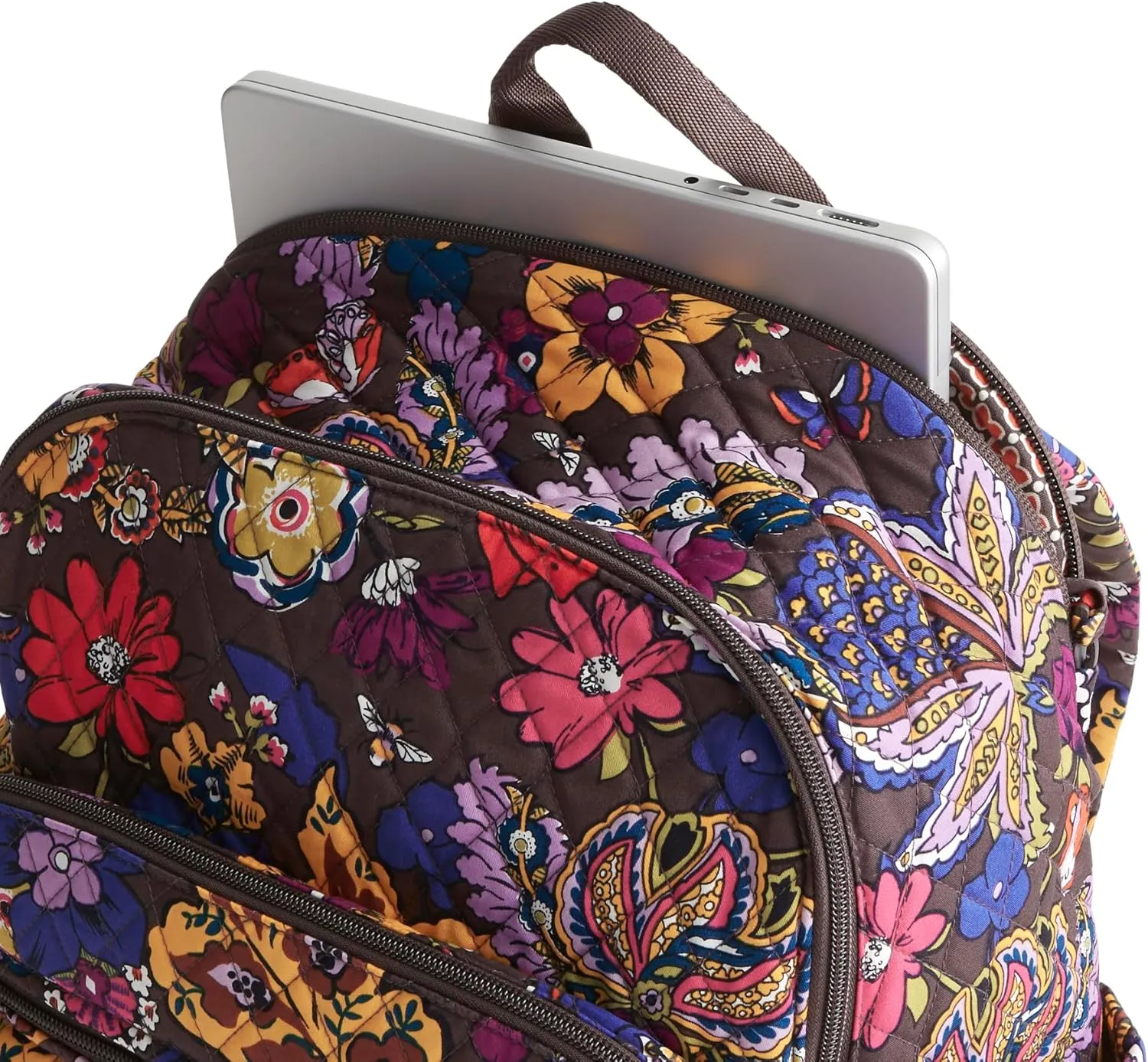 Vera Bradley Women's Premium Cotton Bancroft Backpack, Colorful Bouquet, One Size