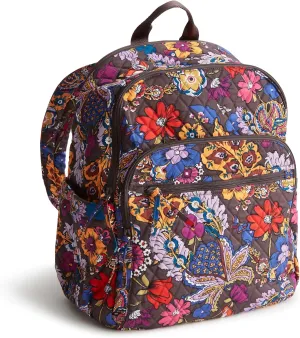 Vera Bradley Women's Premium Cotton Bancroft Backpack, Colorful Bouquet, One Size