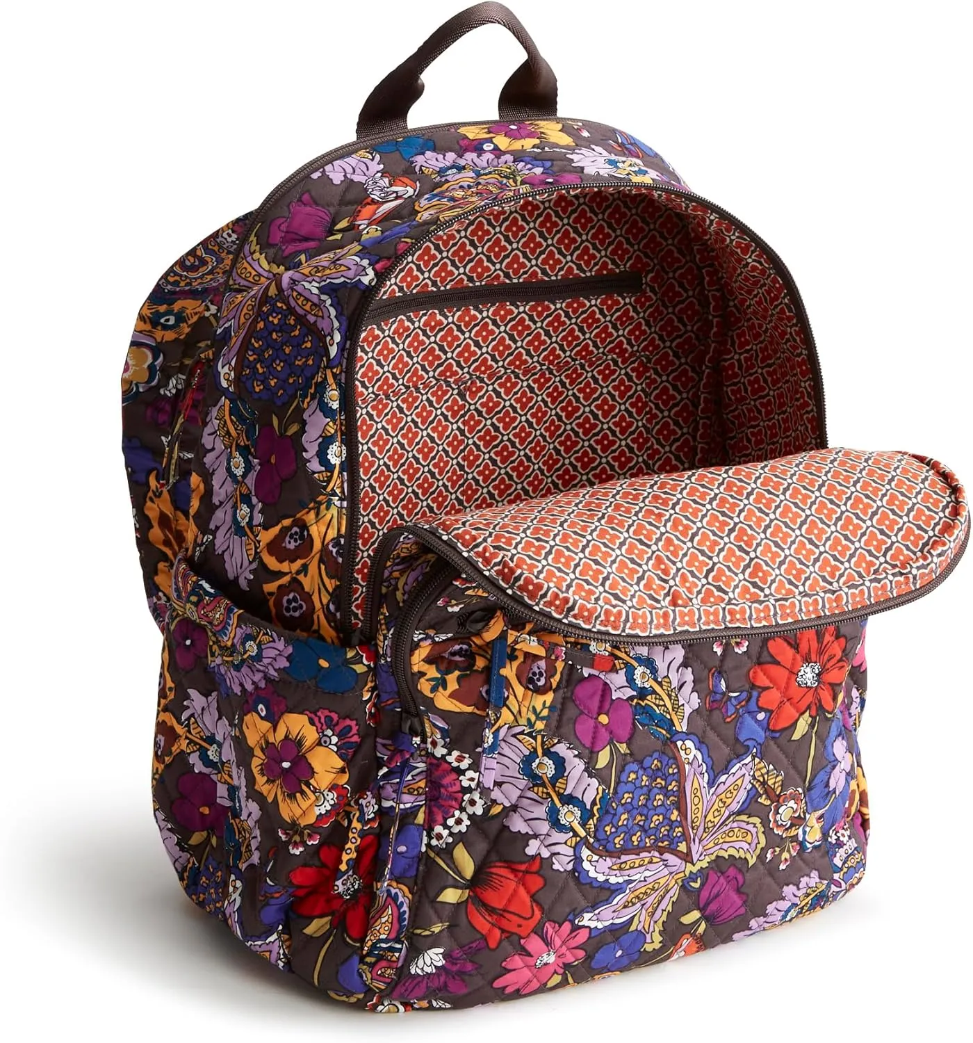 Vera Bradley Women's Premium Cotton Bancroft Backpack, Colorful Bouquet, One Size