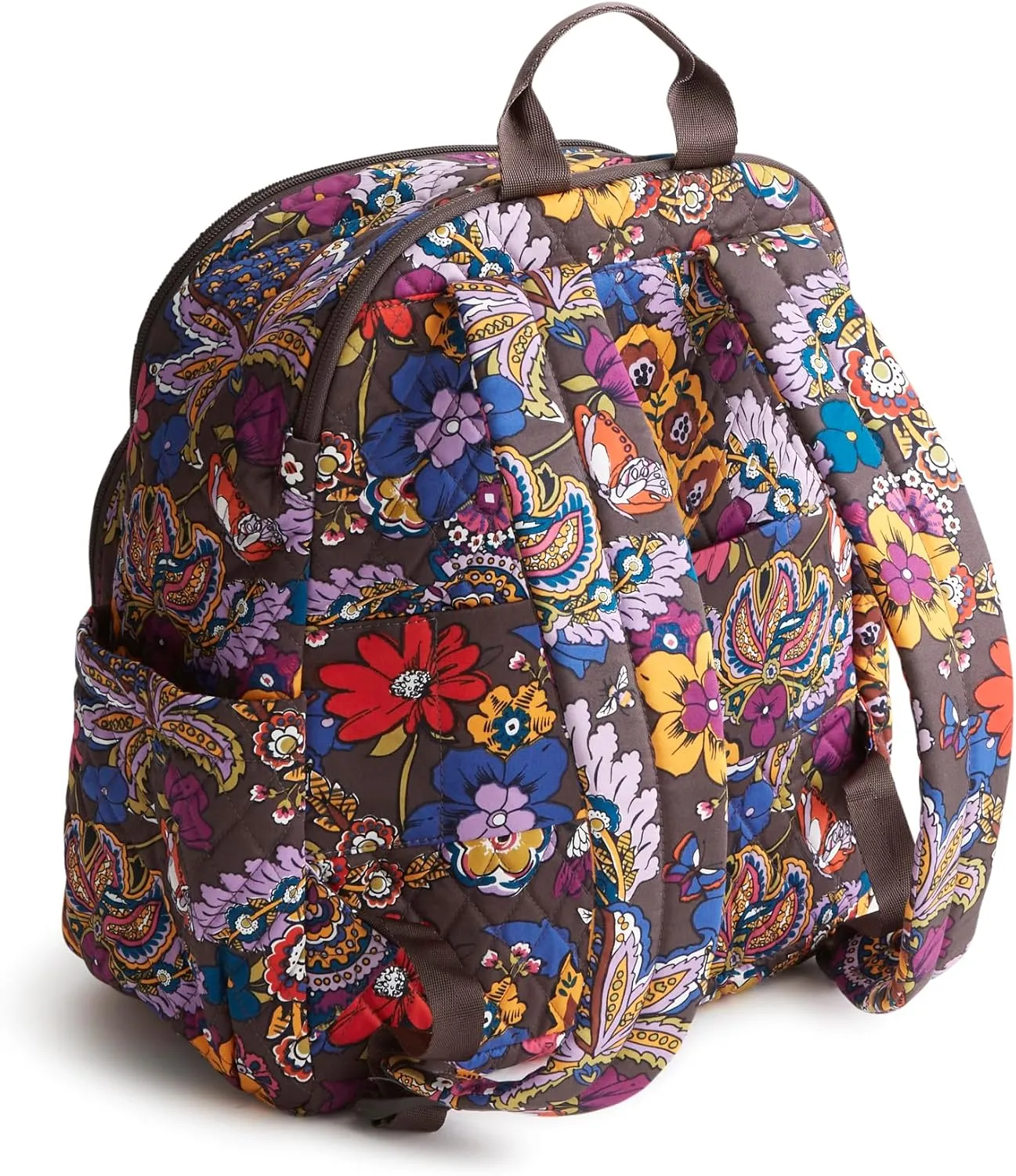 Vera Bradley Women's Premium Cotton Bancroft Backpack, Colorful Bouquet, One Size