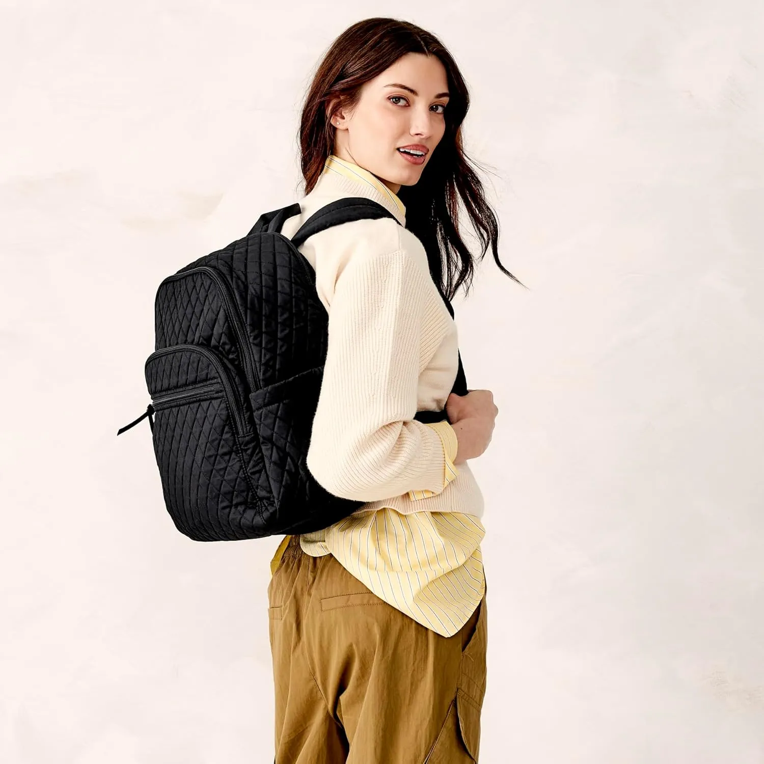 Vera Bradley Women's Premium Cotton Bancroft Backpack, Moonless Night, One Size