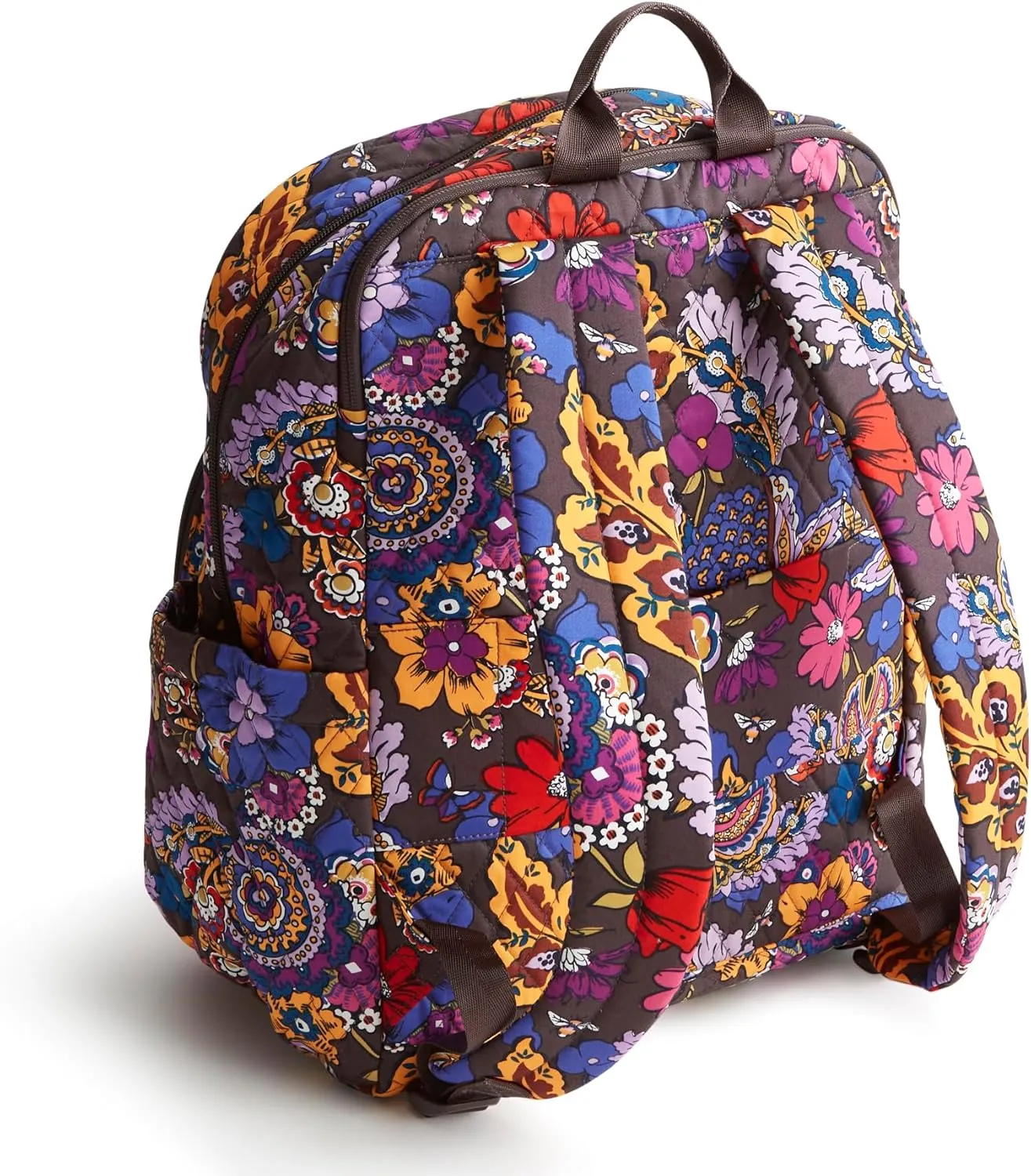 Vera Bradley Women's Premium Cotton Large Bancroft Backpack, Colorful Bouquet, One Size