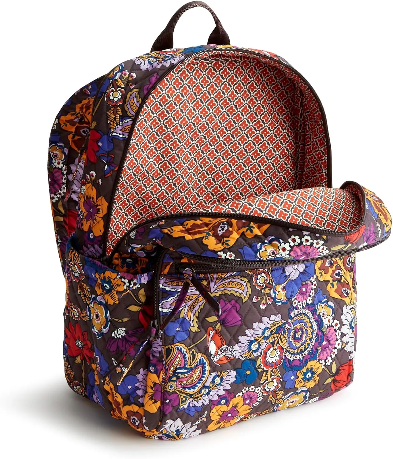 Vera Bradley Women's Premium Cotton Large Bancroft Backpack, Colorful Bouquet, One Size