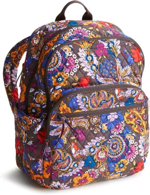 Vera Bradley Women's Premium Cotton Large Bancroft Backpack, Colorful Bouquet, One Size